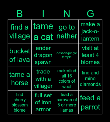 minecraft crowd control bingo Card