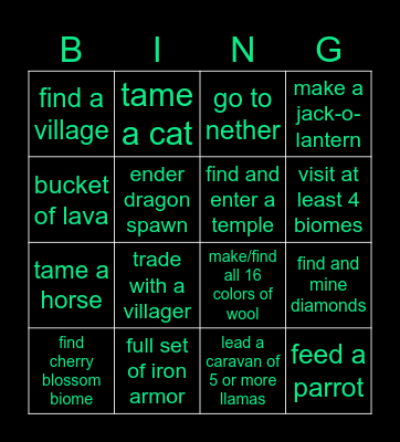 minecraft crowd control bingo Card