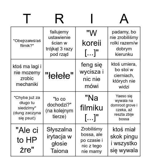 Trial Bingo Card