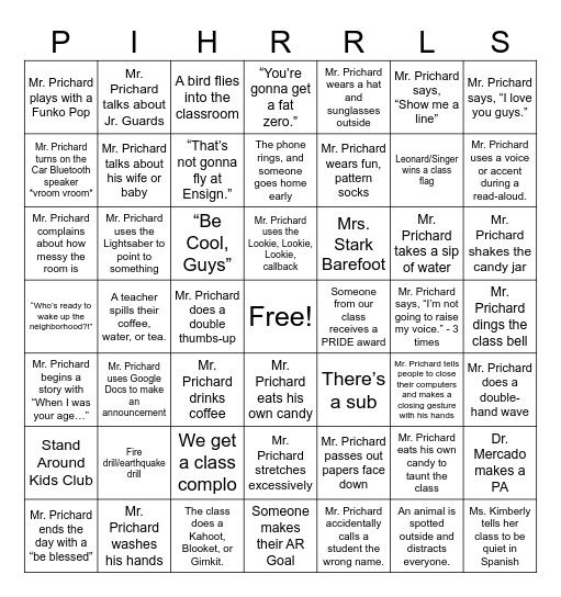 Room 18 End of the Year Bingo! Bingo Card