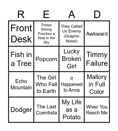 Reading Olympics Bingo Card