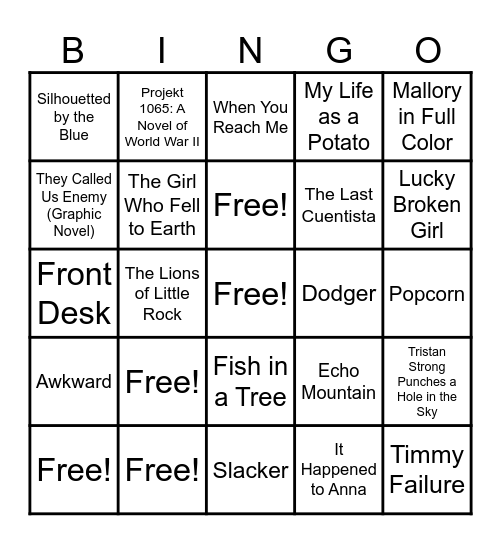 Reading Olympics 2025-2026 Bingo Card