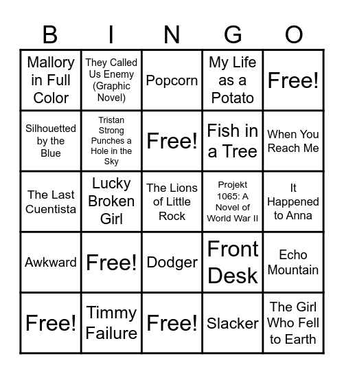 Reading Olympics 2025-2026 Bingo Card