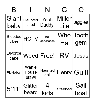 James Hodge Comedy Bingo Card