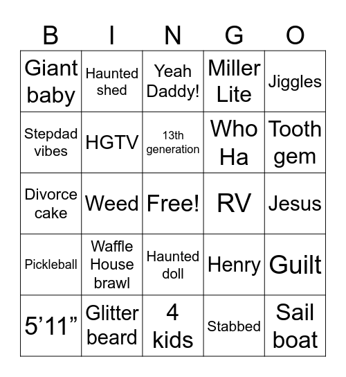 James Hodge Comedy Bingo Card