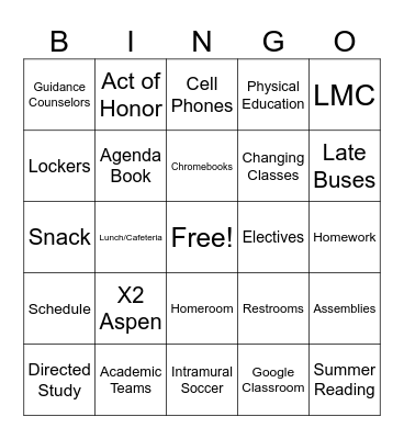 Moving Up Bingo! Bingo Card