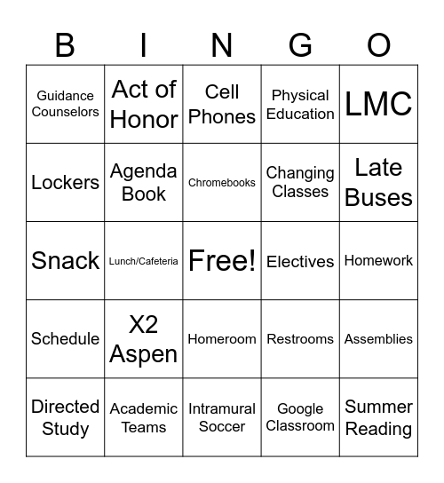 Moving Up Bingo! Bingo Card