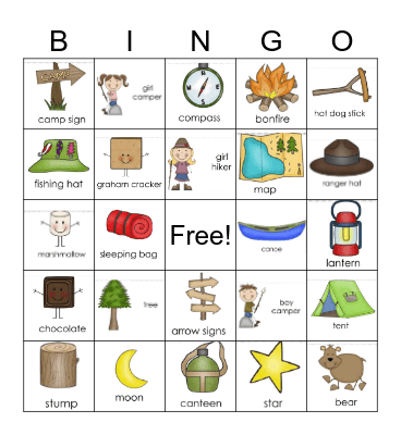 Camping Bingo Card