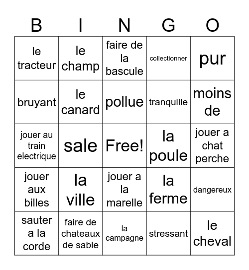 L'Enfance Bingo Card