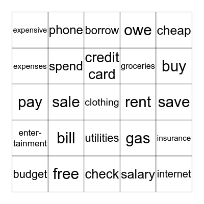 I Need A Budget Bingo Card