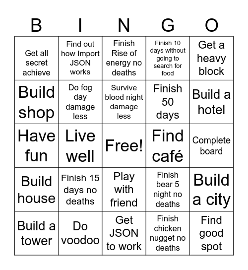 3008 bingo 100 days Bingo Card