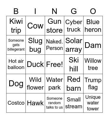 train Bingo Card