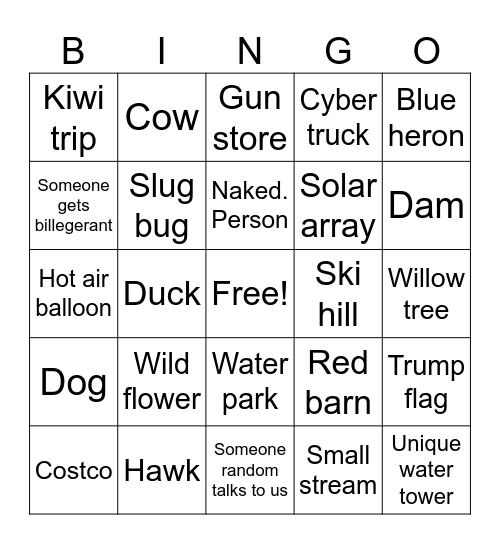 train Bingo Card