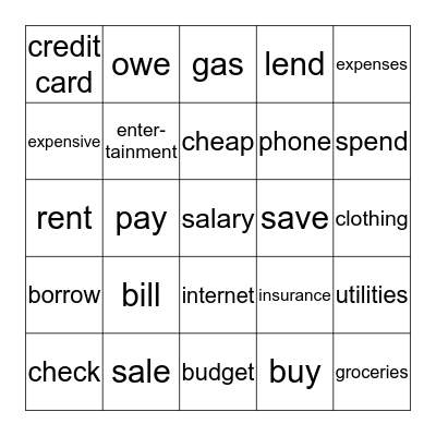 I Need A Budget Bingo Card
