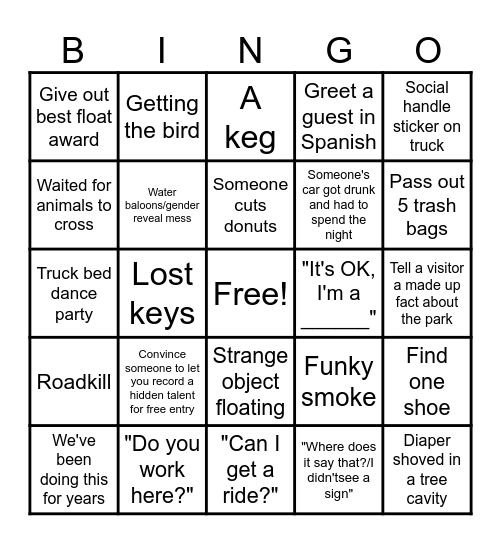 Ranger Bingo Card