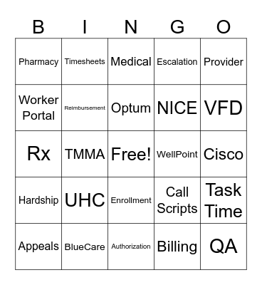 TMMA Bingo Card