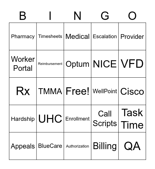 TMMA Bingo Card