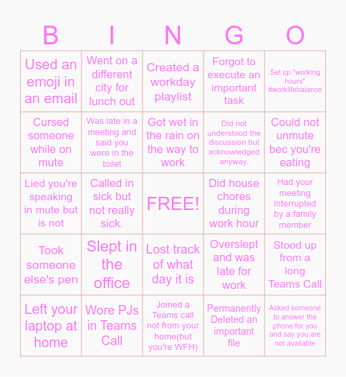 OFFICE Bingo Card