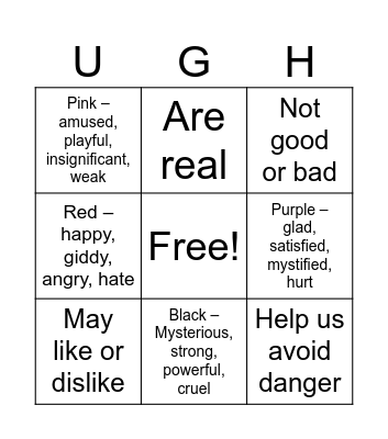Feelings Bingo Card