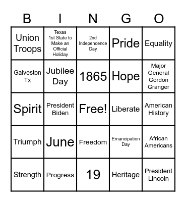 Juneteenth Bingo Card