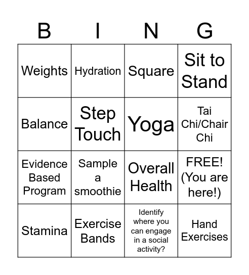 Senior Health & Fitness Day 2025 Bingo Card