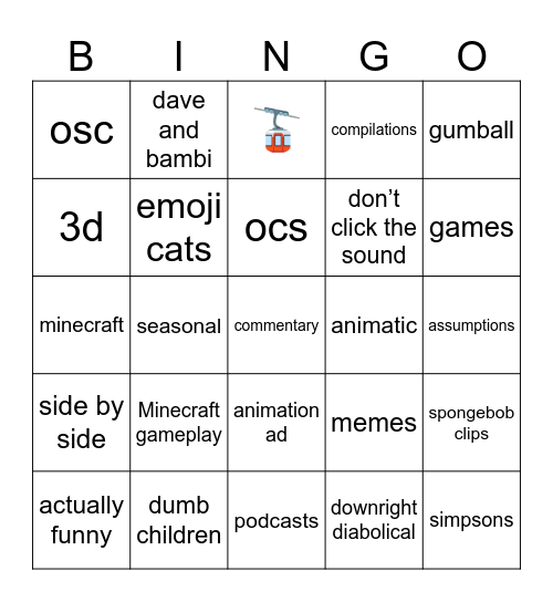 YT Shorts Bingo Card