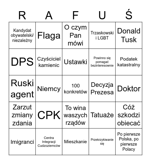 Wybory Bingo Card