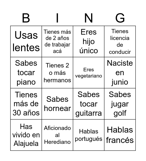 Staff Bingo Card