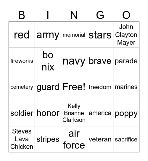 Untitled Bingo Card