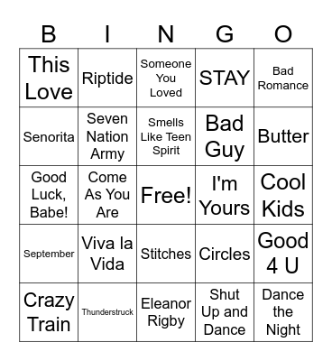 Music Bingo Card