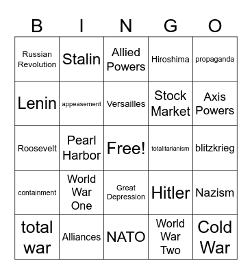2025 World History Final Exam Review Bingo Card