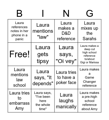 Secret Bachelorette Bingo Card