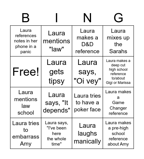 Secret Bachelorette Bingo Card