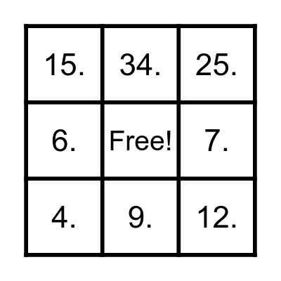 Bingo musical Bingo Card