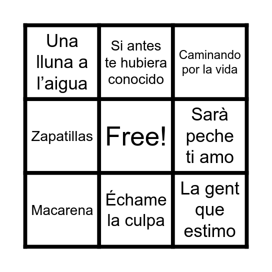 Bingo musical Bingo Card