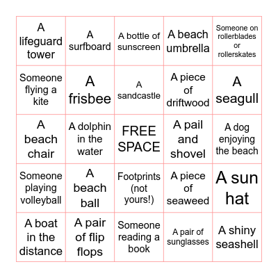 🌴 Beach Bingo Card