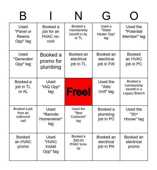 Booking and Tags Bingo Card