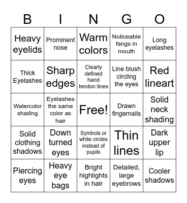 PaperTiefling Art Style Bingo Card