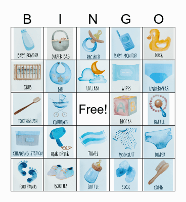 Baby shower Emma Bingo Card