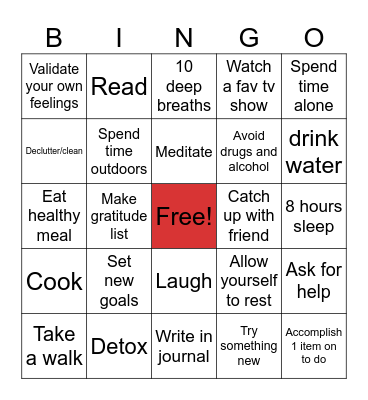 Healthy BINGO Card