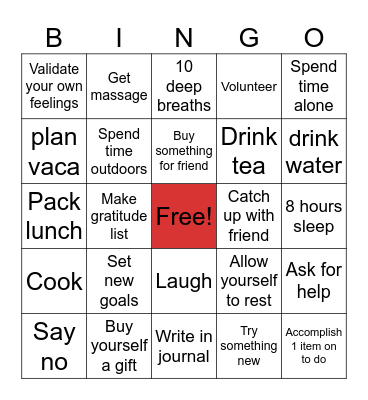 Healthy BINGO Card