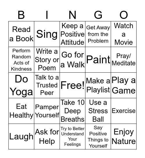 Coping BINGO Card