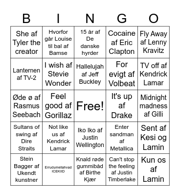 Rap-Bingo-Bas-Bongo-Hva´Er Det-Banko Bingo Card
