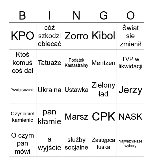Debata 1v1 23.05 Bingo Card