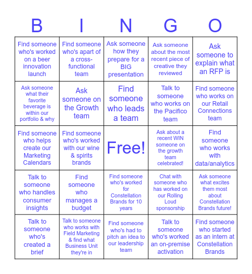 CBI Bingo Card