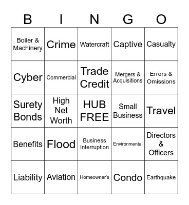 Hub International Bingo Card