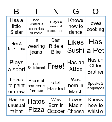 LWX Bingo Card