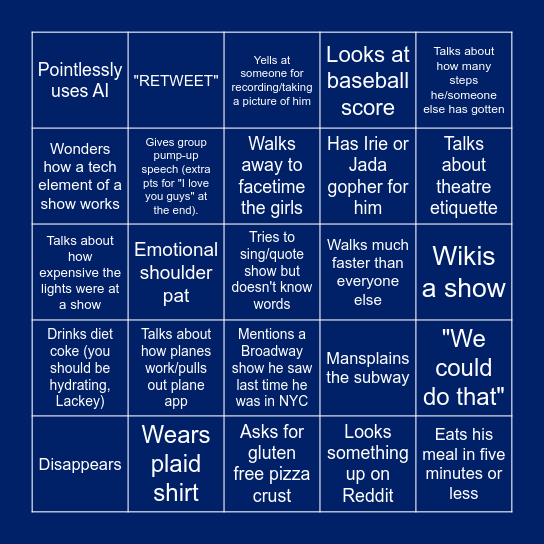 Kyle Scott Lackey Bingo Card
