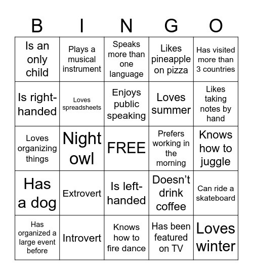 OC BINGO Card
