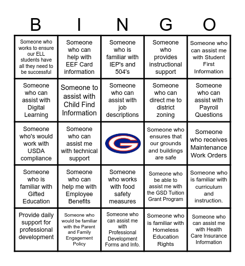GSD NEW TEACHER Bingo Card